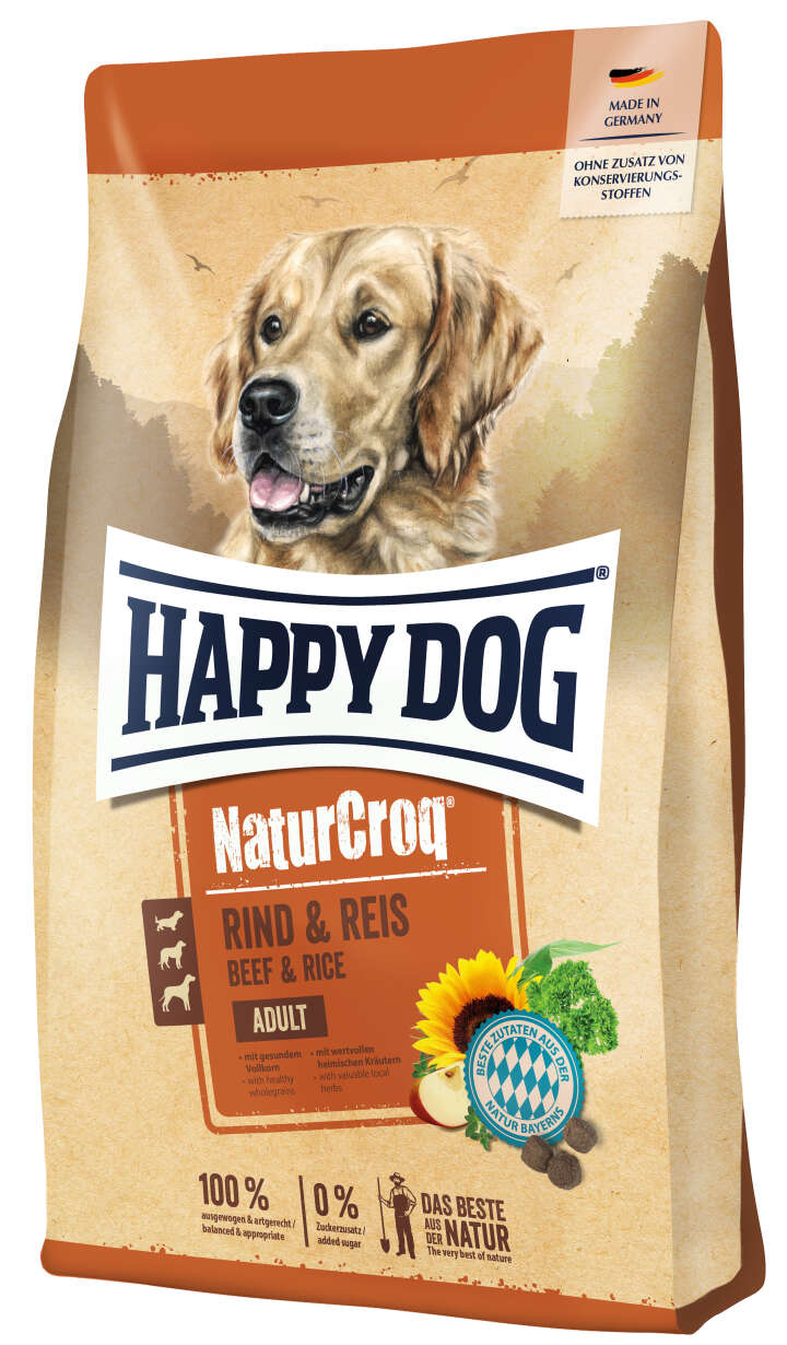 HAPPY DOG Hunde-Trockenfutter Premium NaturCroq Rind + Reis